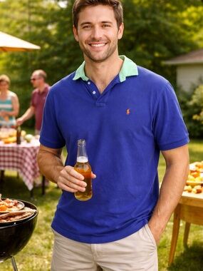 Ralph Lauren 2000-201’s Polo Shirt in Royal Blue with Mint Collar